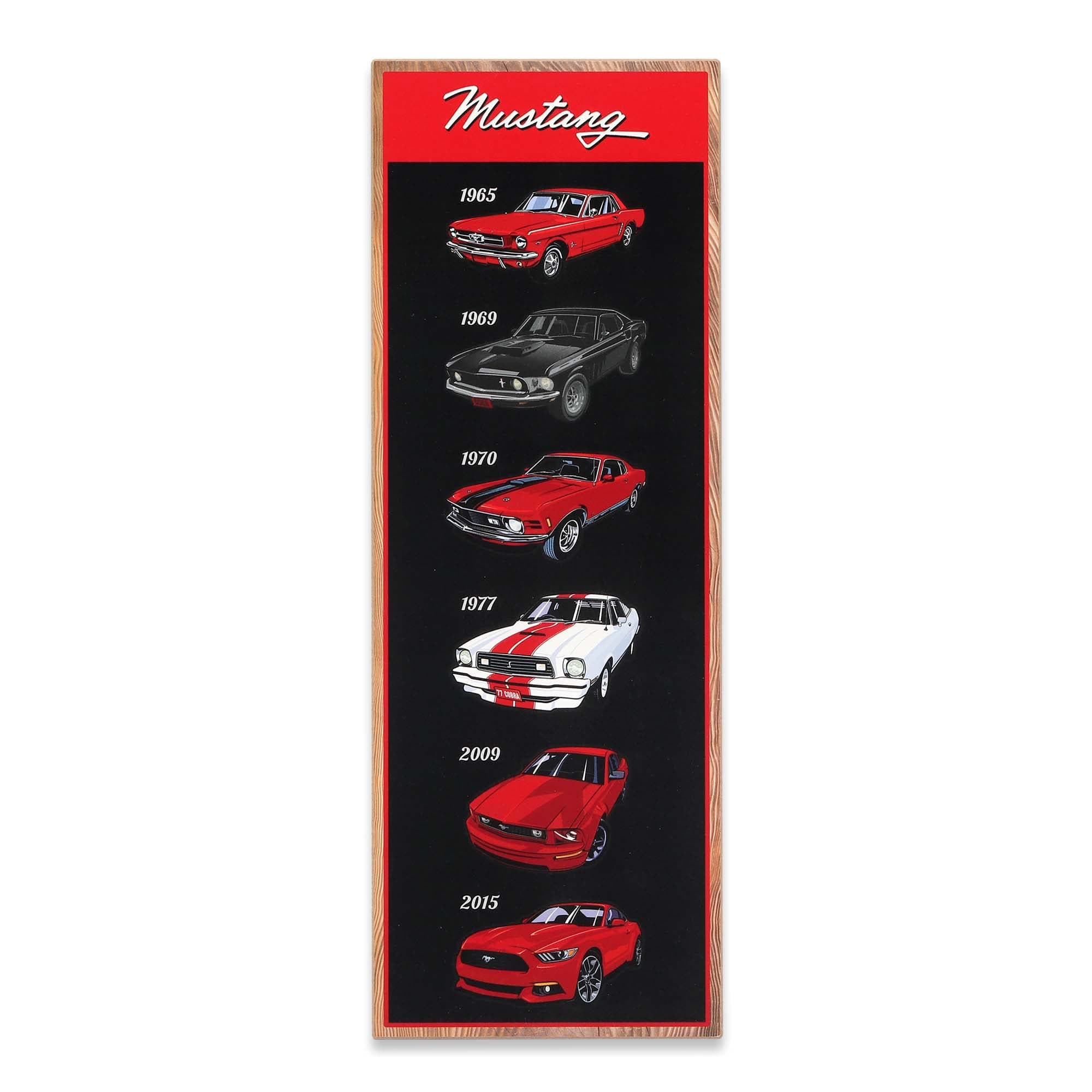 Ford Mustang Evolution Vertical Wood Wall Decor - Large Ford Mustang Wall Art for Man Cave or Garage