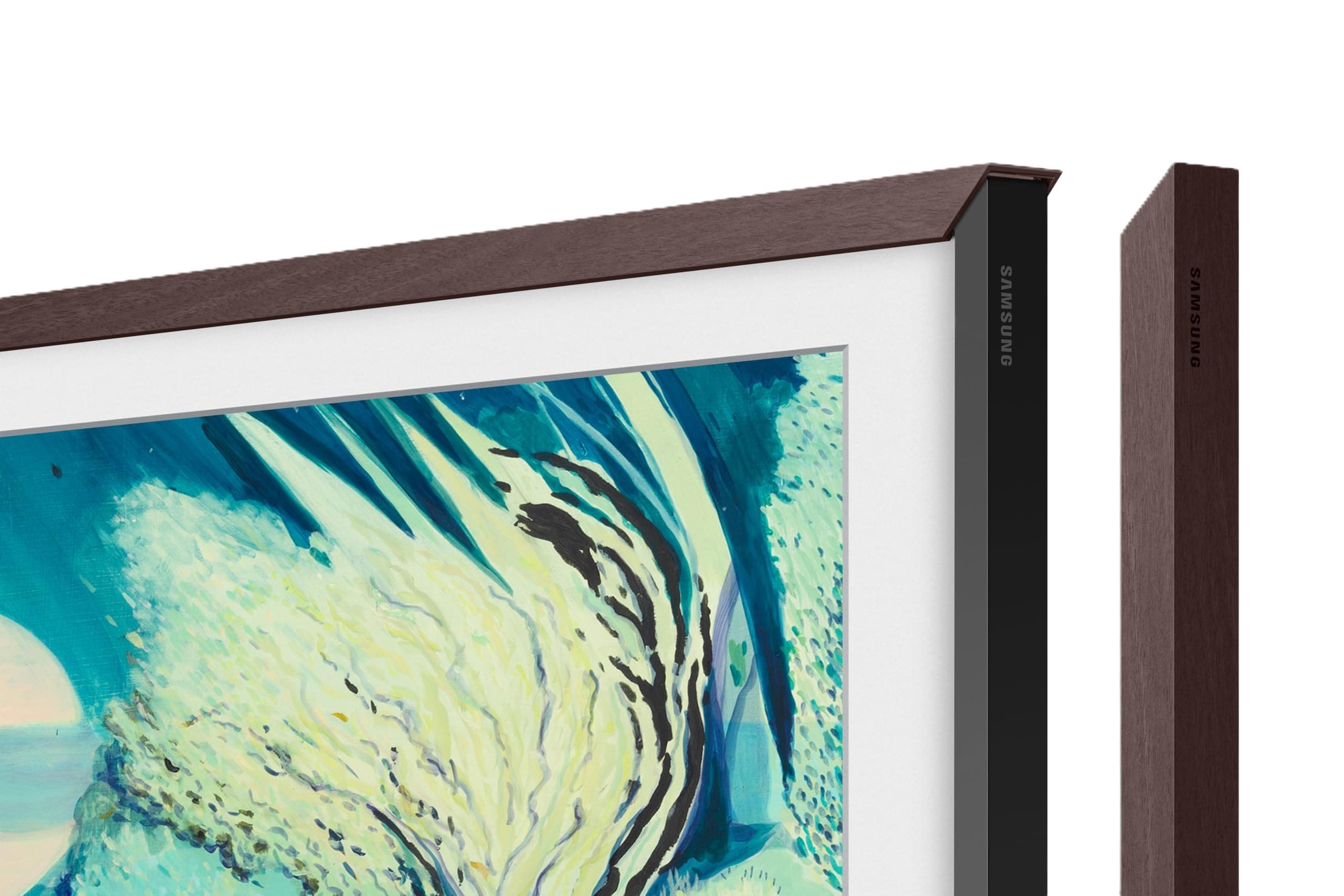 Samsung (2021) Modern Brown Frame Customizable Bezel, 55-Inch