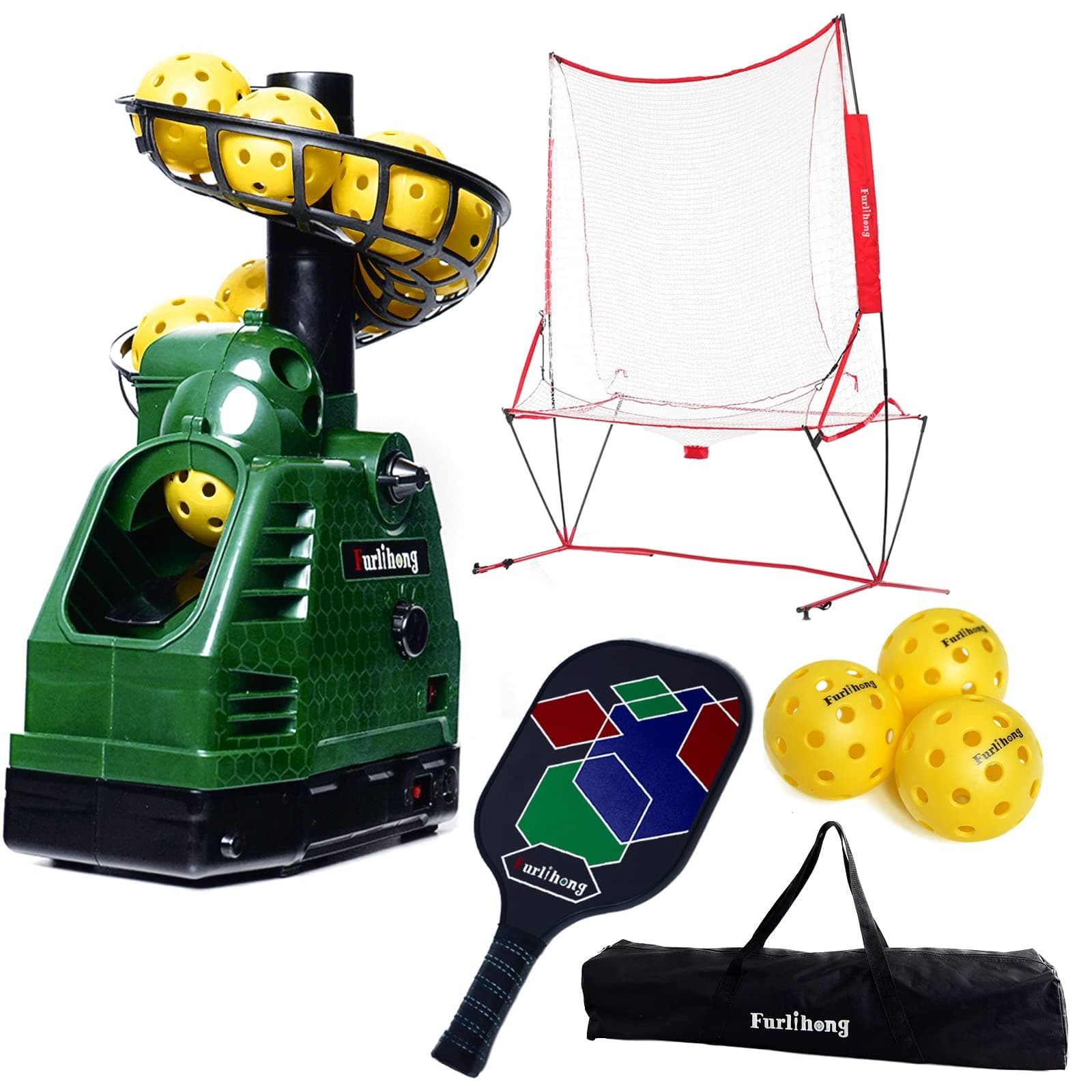 680PBH Pickleball Starter Kit, Including Launch Machine, Ball Recycling Net, Pickleball Paddle, 3 x Pickleballs and Carrying Bag