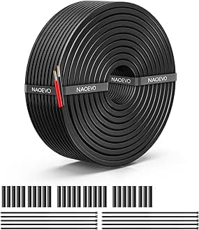NAOEVO 10 Gauge Wire 2 Conductor Electrical Wire, 10 AWG Stranded PVC Cord, 12V Low Voltage/Tinned Copper/Flexible Cable for Automotive Wiring, Lamp Cord, Marine Cable (50FT)