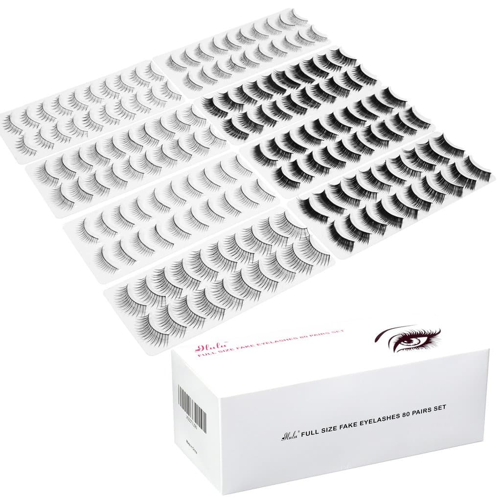 iLuLu Full Size False Eyelashes 80 Pairs Set - 8 Assorted Styles 10 Pairs For Each Style