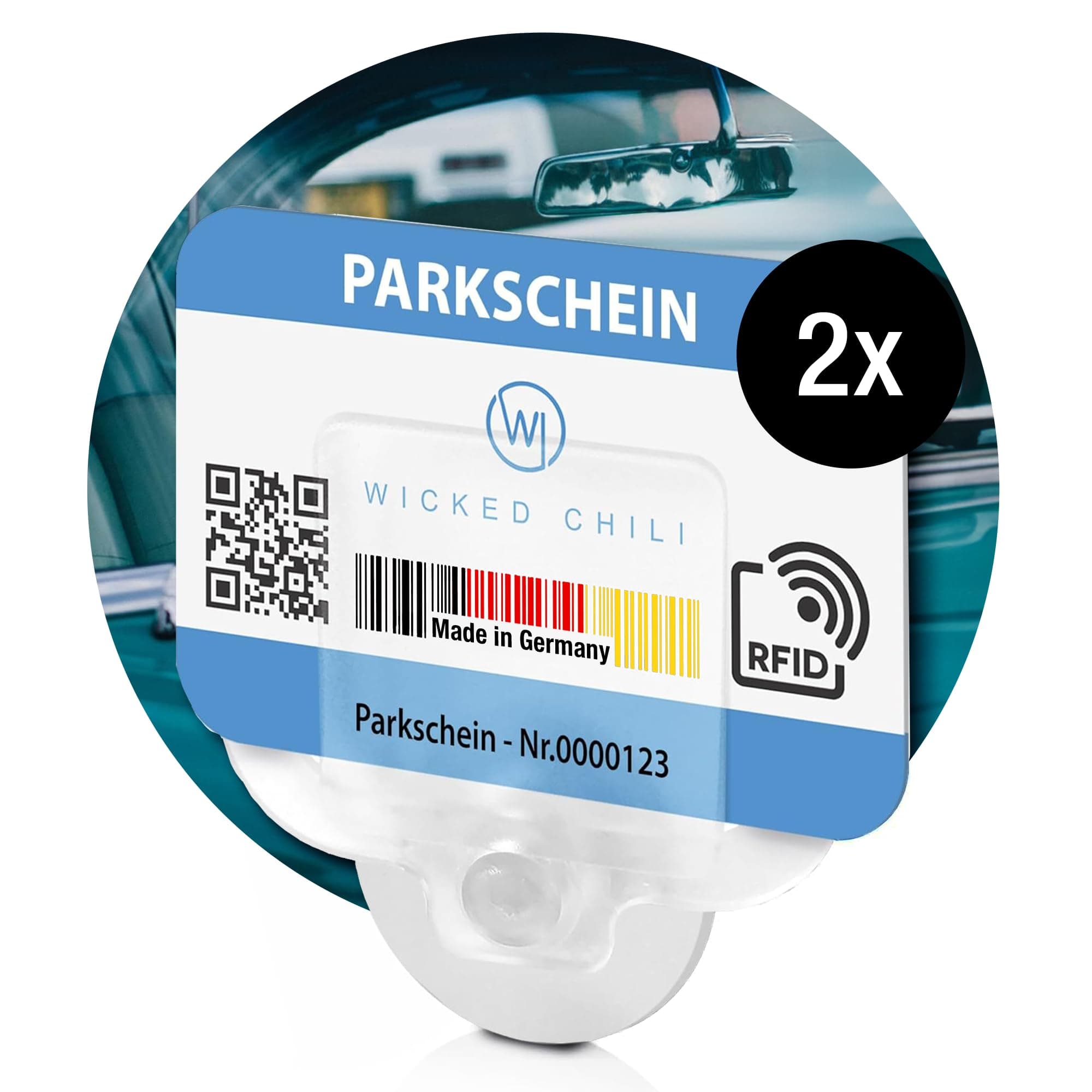 2X Parking Permit, Ticket and Note Holder for Car Windscreen, Clips with Removable Suction Cup, Avoid Parking fine, Set of 2 (Made in Germany) Transparent