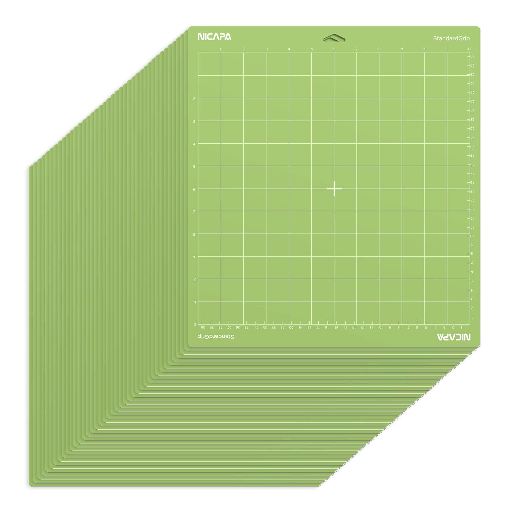 Nicapa Standard Grip Cutting Mat for Cricut Maker 3/Maker/Explore 3/Air 2/Air/One (12x12 inch,60 Mats) Standard Adhesive Sticky Green Quilting Replacement Cut Mats