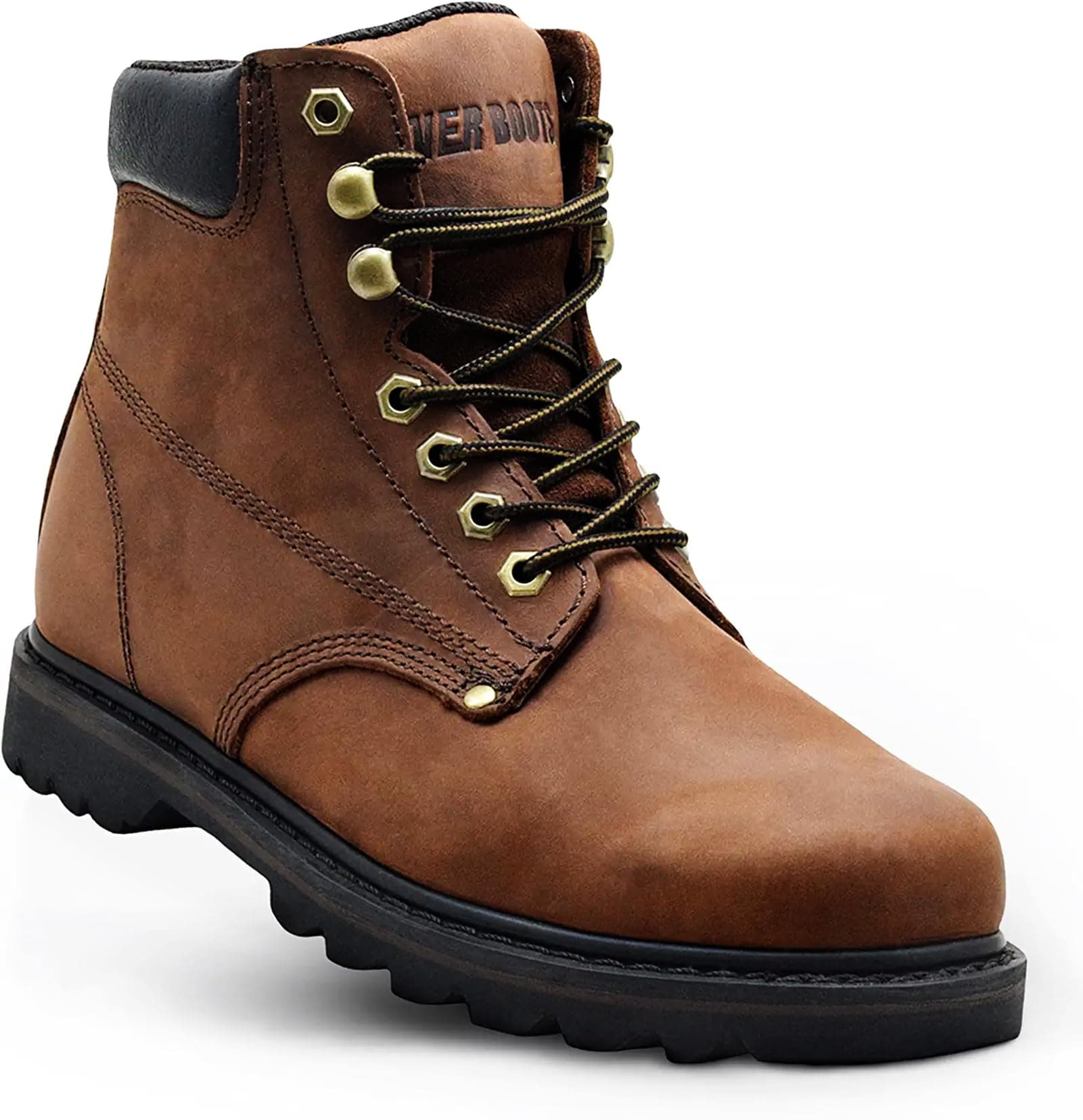 EVER BOOTS"Tank Men's Soft Toe Oil Full Grain Leather Work Boots Construction Rubber Sole