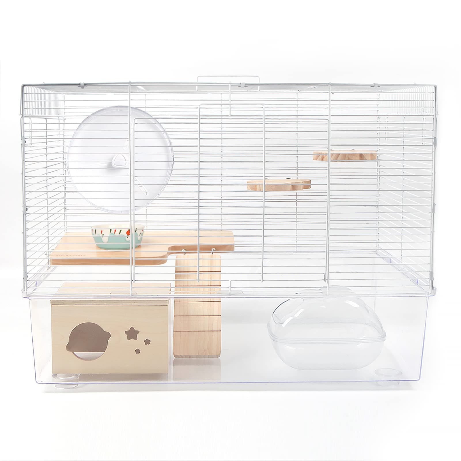 Hamster Cage 3-Level with Accessories, Includes Free Exercise Wheel, Water Bottle, Food Bowl & Hamster Hideout, Large Hamster Cage for Dwarf Hamster, Mice, Degus (24.4" L*13.7 "W*16.9" H)