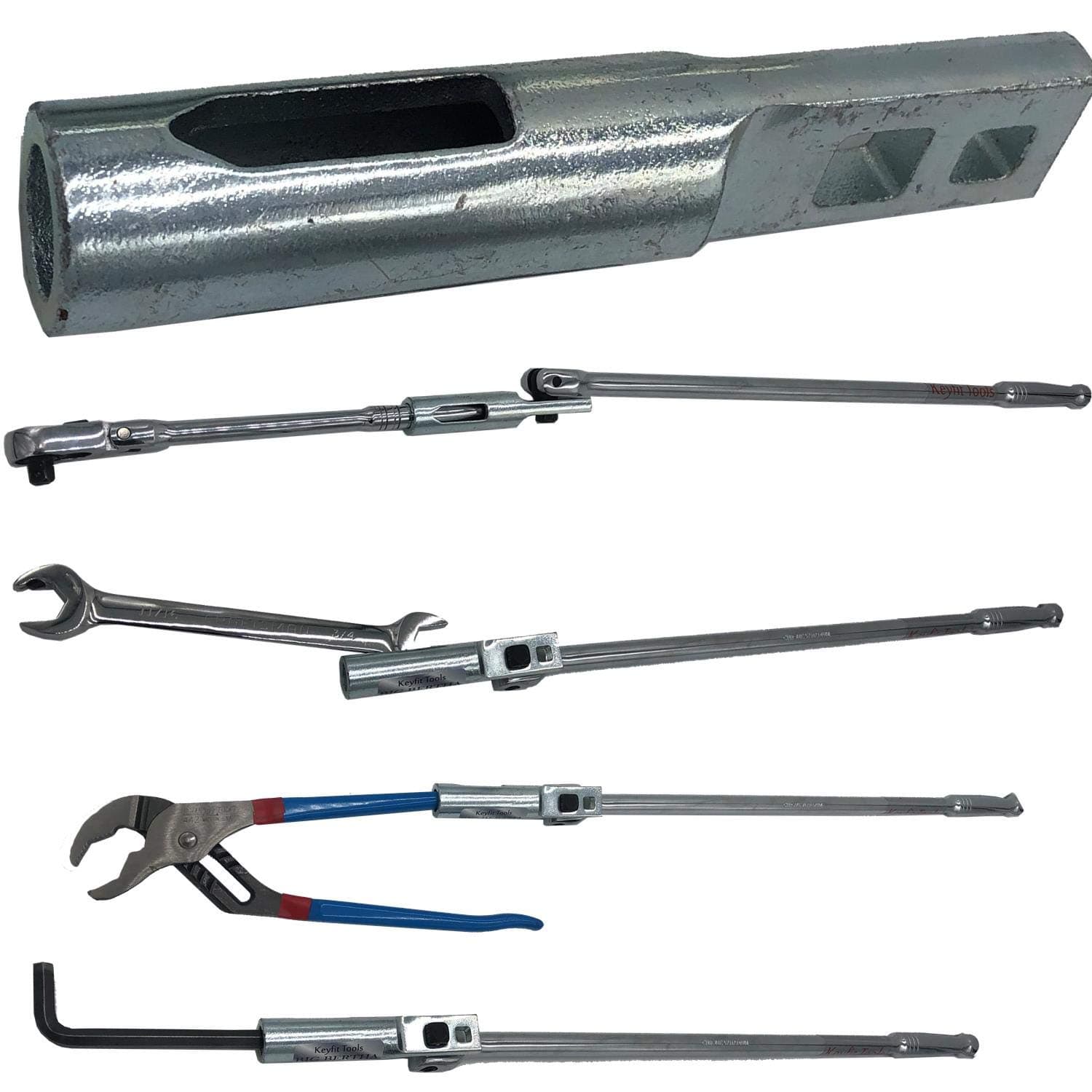 Keyfit Tools BIG BERTHA BREACHER STUBBY SMALL 2.0 1/2 I.D. Breaker Bar Wrench Extender Works on Ratchets Pliers Wrenches Up to 4 Feet of Nut Busting Power No More Makeshift Cheater bars/pipes