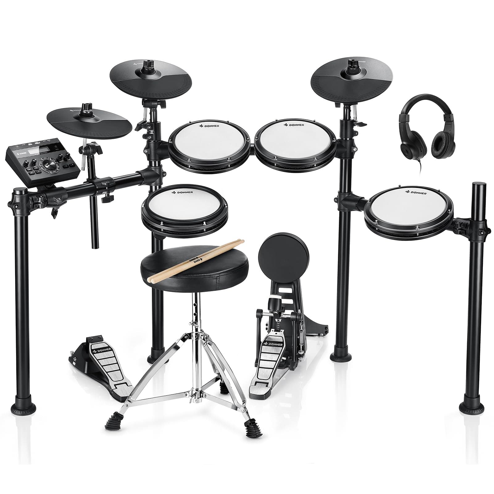 DED-200 Electric Drum Set With Drum Throne/Maple Stick/Earphone/Audio Cable