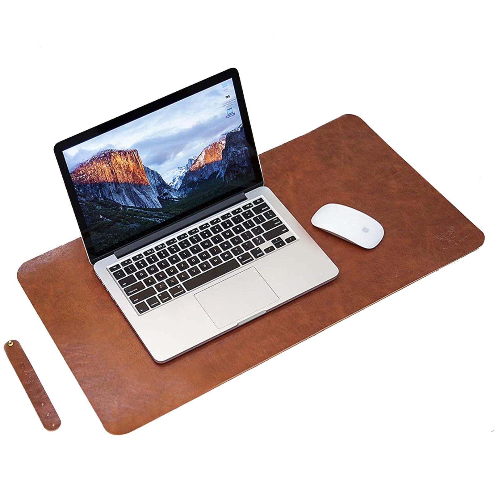 Leather Mouse pad Desk mat, Microfiber Leather Desk pad Large Mouse pad, Waterproof Desk Mat for Desktop (31"x15.7" Dark Brown)