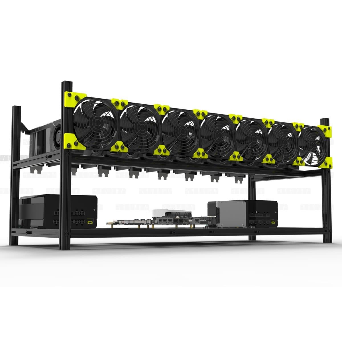 Professional 8 GPU Aluminum Stackable Mining Case Rig Open Air Frame For Ethereum(ETH)/ETC/ ZCash Excellent air convection design to improve GPU performance and life(without fans)