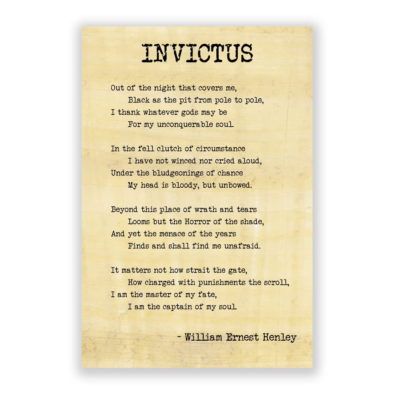 alterEgo Recycled Material Invictus Poetry William Ernest Henley Matte Wall Poster (Multicolour, 19 x 13 Inches)