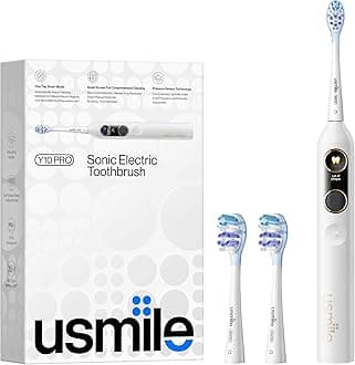 Y10 PRO Electric Toothbrush with Smart Screen, Pressure Sensor, IPX8 Waterproof, White, Rechargeable, 180-Day Runtime, USB-C Charging, Adults, 1 Count