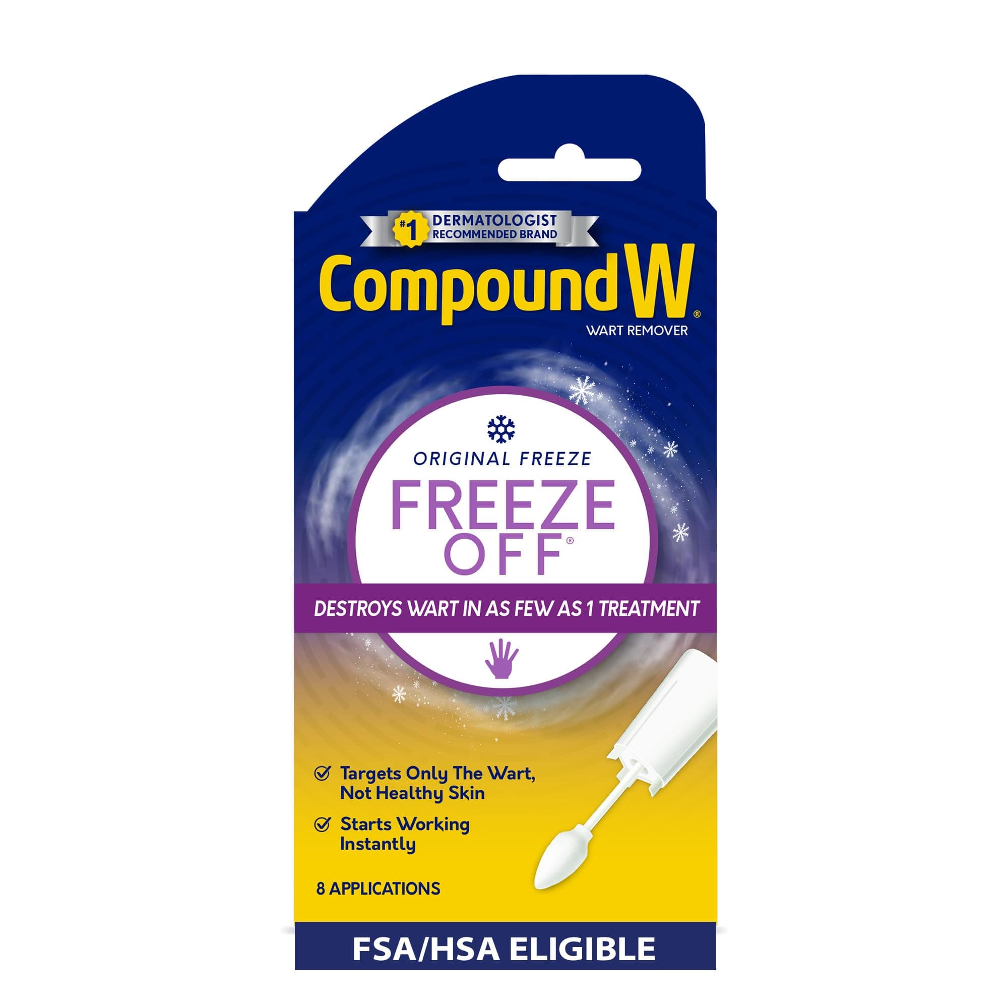 Compound W Freeze Off Wart Remover, Wart Removal System for Removing Common & Plantar Warts, 8 Applications