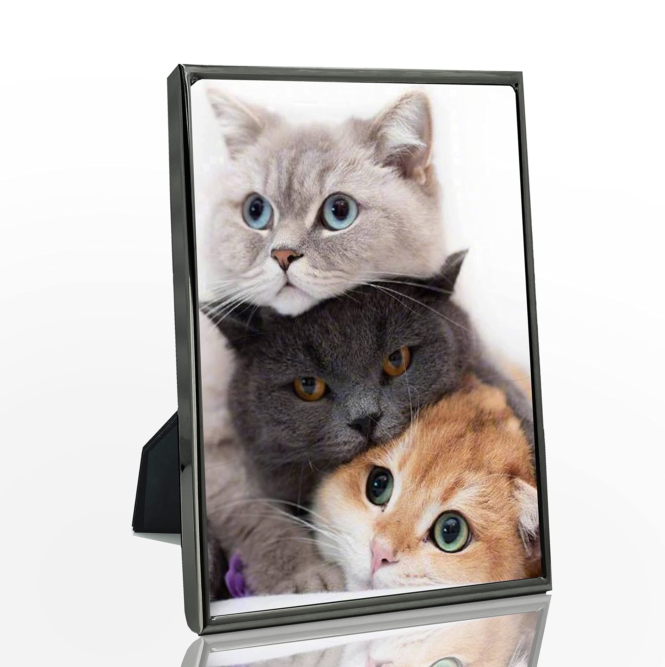 DECANIT 5x7 Picture Frame Metal, Thin Edge Photo Frames For Tabletop Display and Wall Mounting,Black