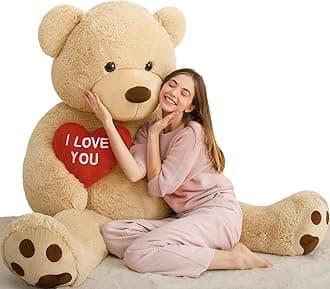 - MaoGoLan Giant Teddy Bear - 6 Feet Red Heart Big Brown Stuffed Animal - Huge Valentines Teddy Bear for Loved Ones - Anniversary, Birthday