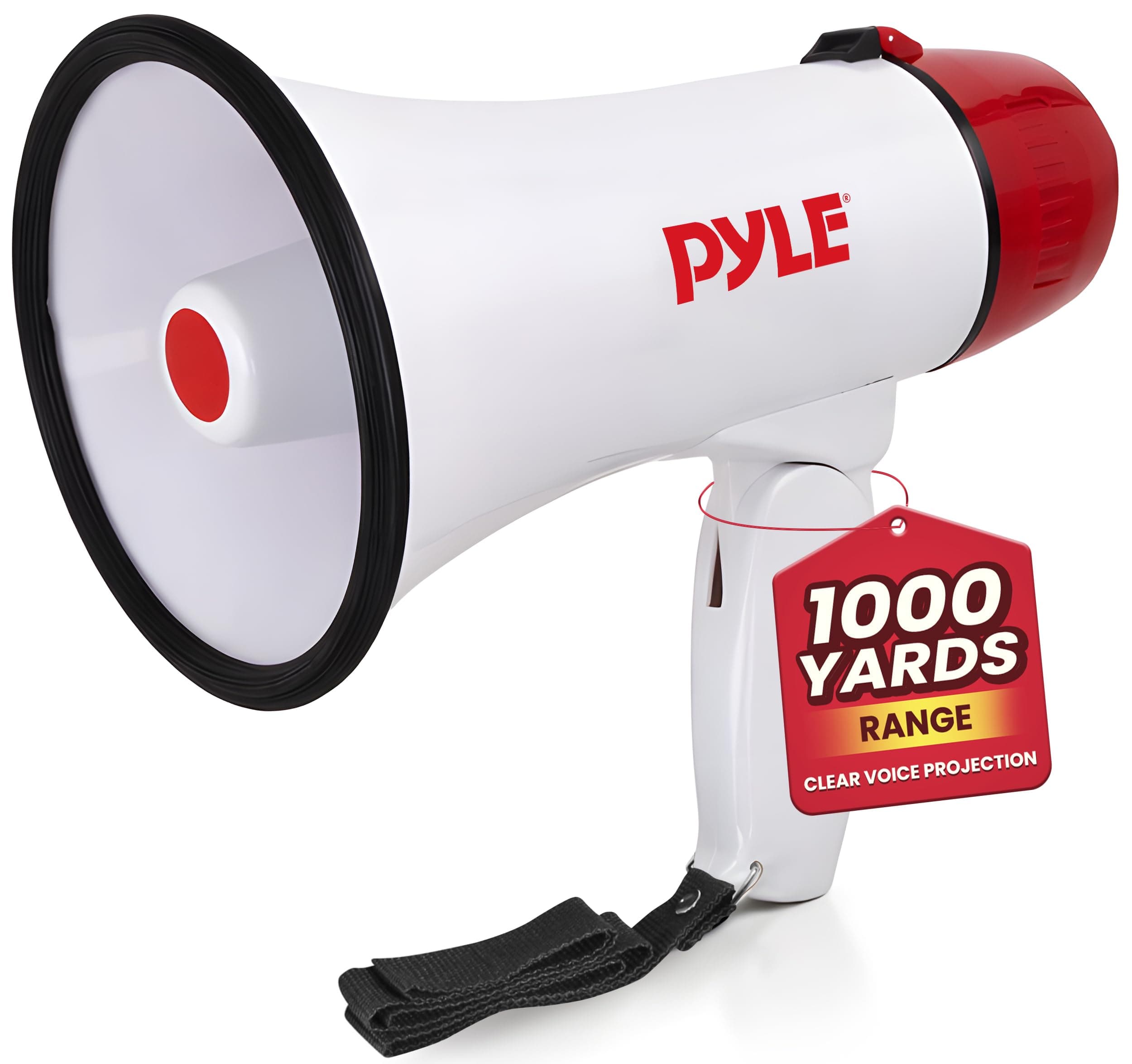 PYLE PYLE Pyle Compact & Portable With Siren Alarm Mode Adjustable Volume Control, 20 Watt Megaphone Speaker, White, S