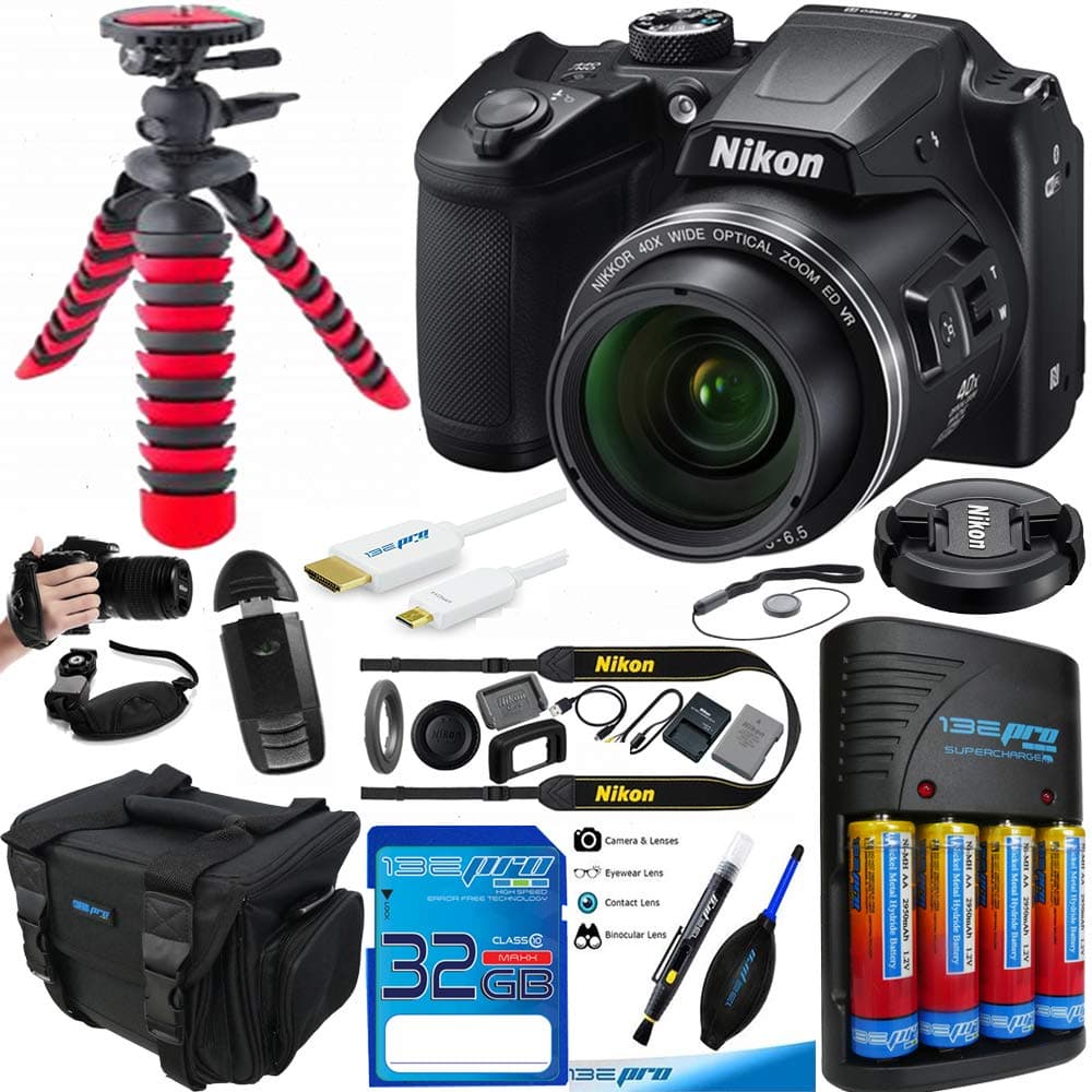 Nikon COOLPIX B500 Digital Camera (Black) - Essential Accessories Bundle