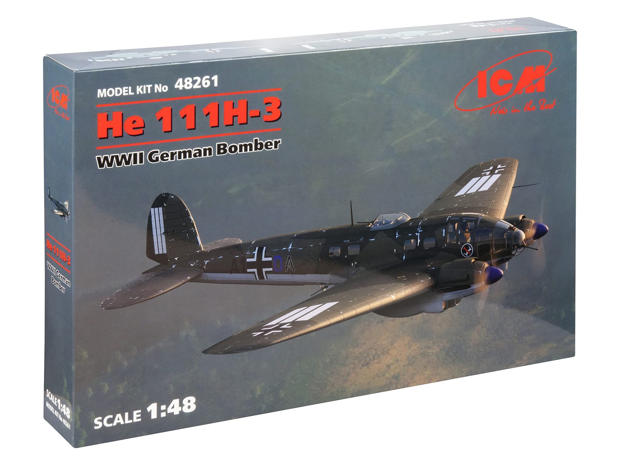 Plastic Model Building Airplane KIT HE 111H-3 WWII German Bomber 1/48 ICM 48261