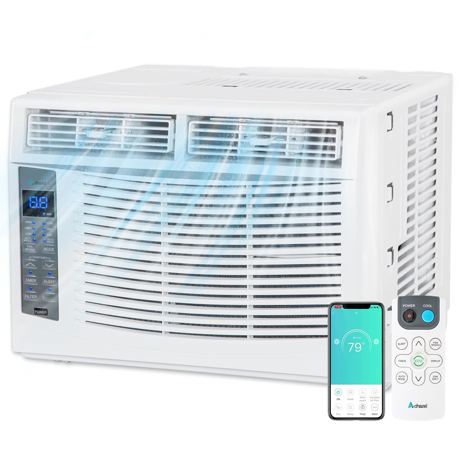 6000 BTU Window Air Conditioner with WiFi, Smart Window AC Unit with Remote, Energy Saving, Easy Install Kit, Cools up to 250 Square Feet