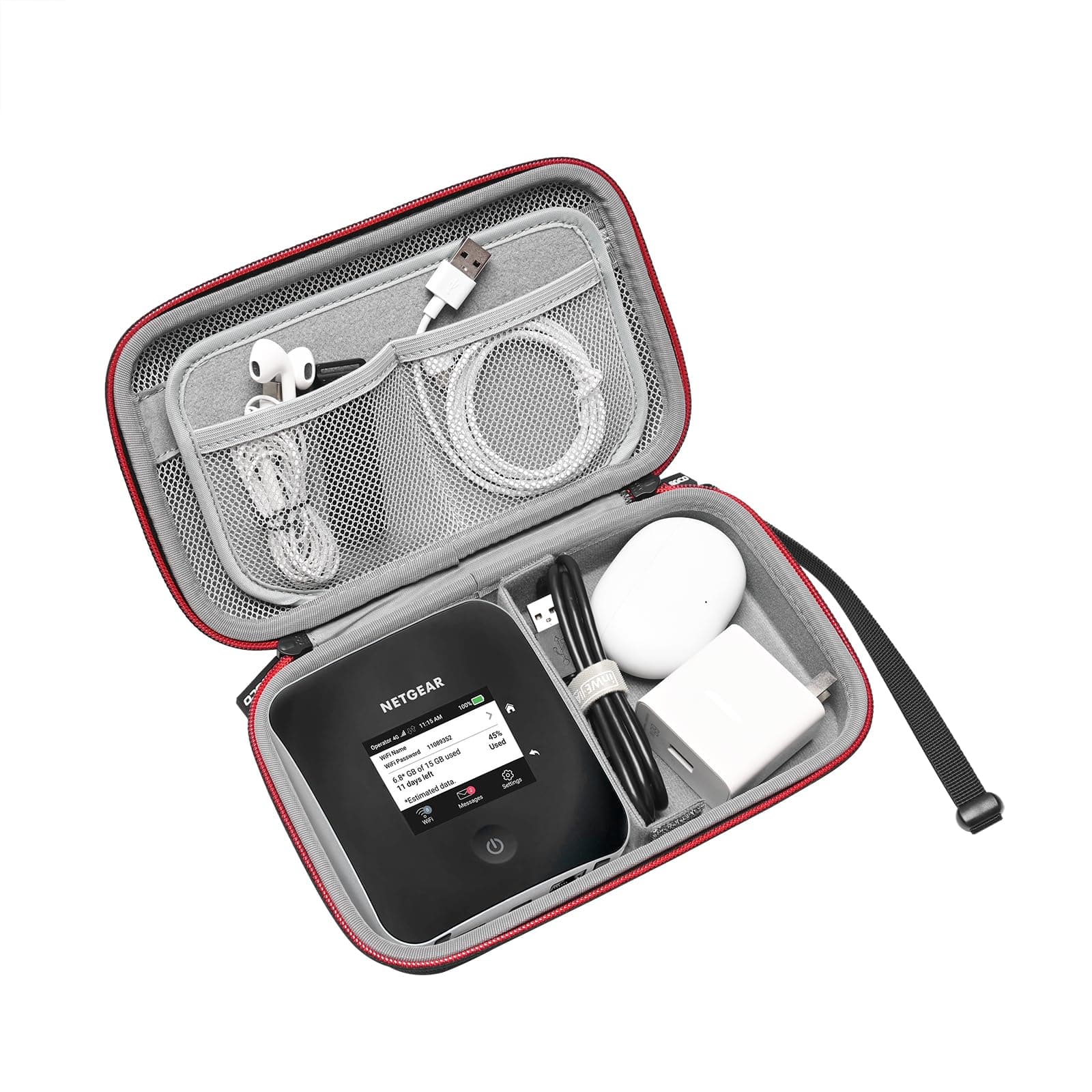 Case for NETGEAR Mobile Router M1 / M2 / M5 / M6 Pro / M6/M7 Pro Hotspot Nighthawk MR1100/MR2100/MR5200 - Fits Mobile Router, Charger, Charging Cable (Case Only) (Black)