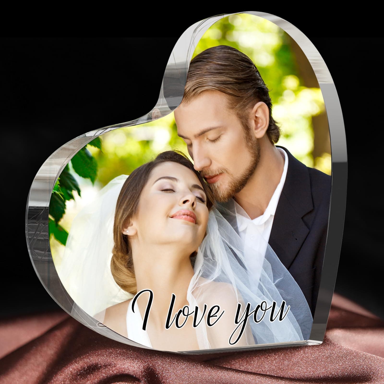 Custom Picture Frames, Acrylic Picture Frame with Photo Text, Personalized Birthday Gifts for Women Men, Customized Gifts for Christmas Thanksgiving Wedding Anniversary Valentines Day (Heart)