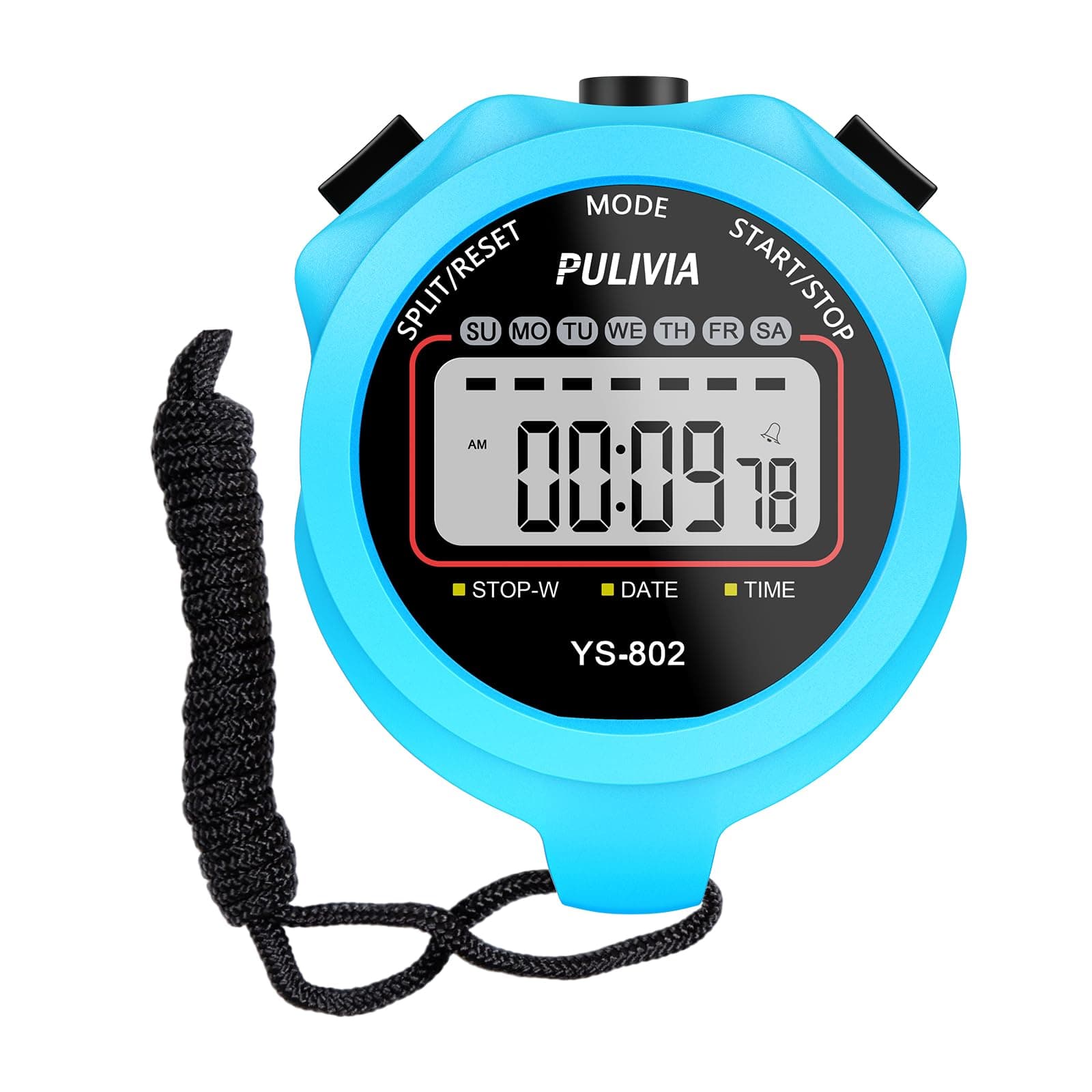 Stopwatch Timer Lap Split Digital Stopwatch with Clock Calendar Alarm, Large Display Stop Watch for Sports Kids Coaches Swimming Running