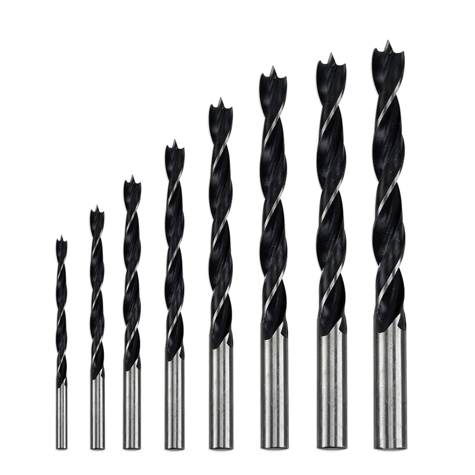 8pc Brad Point Wood Drill Bit Set in Hard to Find Metric Sizes - Perfectly Placed Holes Everytime in Hard or Soft Wood - High-Speed Steel