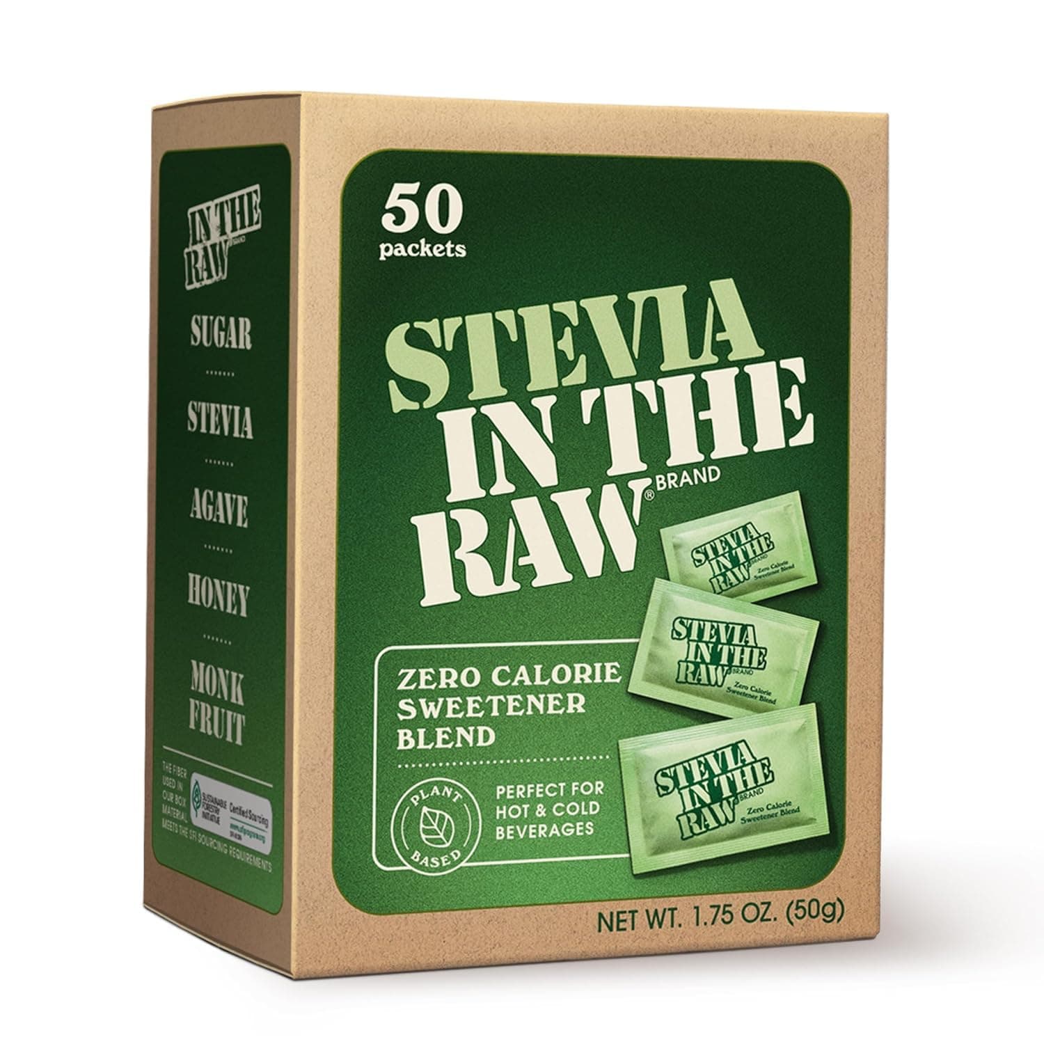 Sugar In The Raw Stevia Extract In Raw Packets - 50 Pack (Pack of 12)