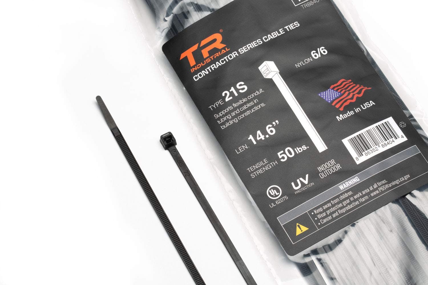 Contractor Series UV Cable Ties (100-Piece), 14.6", Type 21S, Made in USA