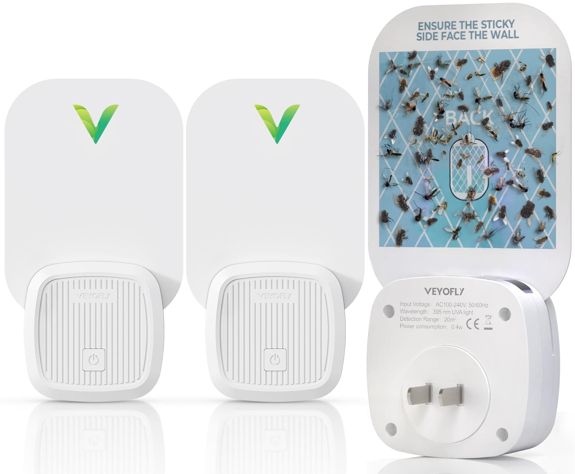 2 Pack, Fly Trap, Plug in Flying Insect Trap, Fruit Fly Traps for Indoors- Safer Home Indoor- Bug Light Indoor Plug in- Mosquito Trap, Fruit Fly, Gnat Trap, Flea Trap (2 Device+6 Glue Boards)