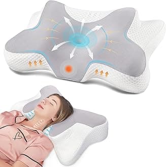DONAMA Cervical Neck Pillow for Pain Relief,Odorless Contour Memory Foam Pillows with Cooling Pillowcase Cozy Sleeping, Orthopedic Ergonomic Bed Pillows for Side Back Stomach Sleepers