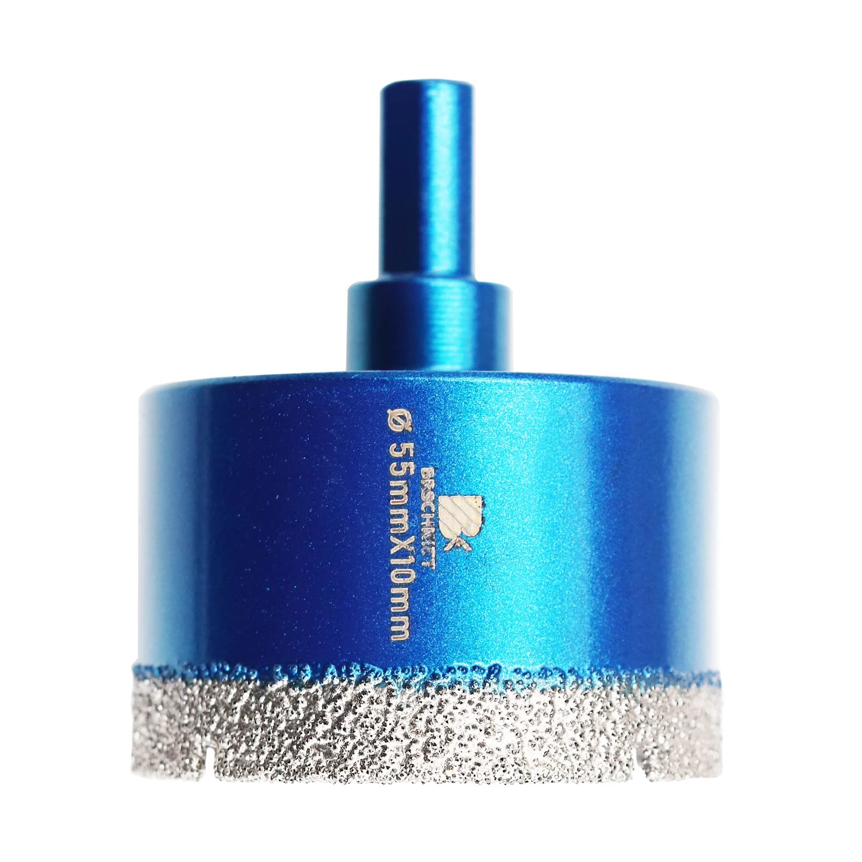 Dry Diamond Core Drill Bit Set,BRSCHNITT 2 1/8 Inch (55mm) Diamond Hole Saw Core Drill Bit with Triangle Shank for Porcelain Tile Ceramic Stone Granite Marble