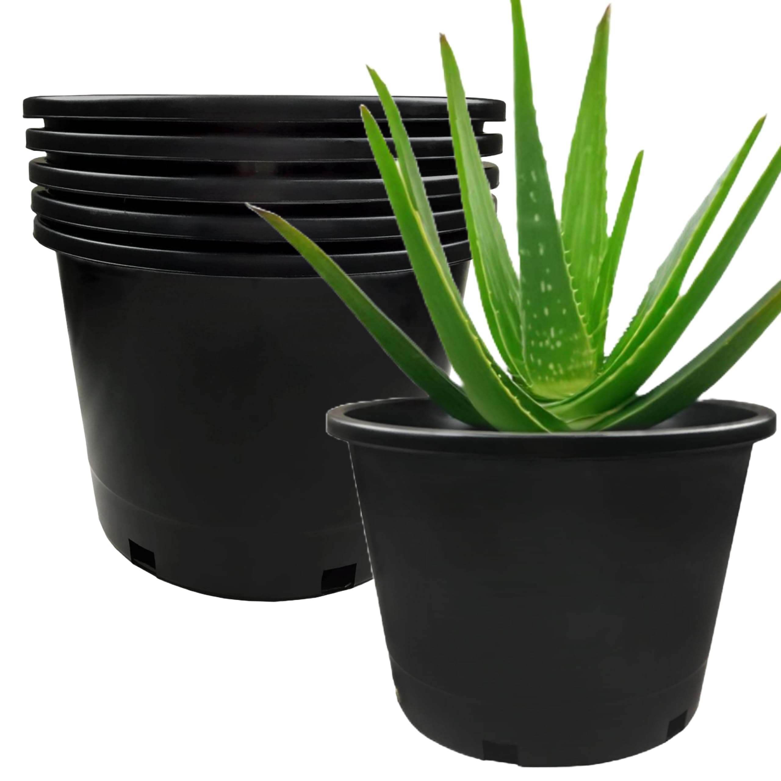 5-Pack 10 Gallon Premium Black Plastic Nursery Plant Container Garden Planter Pots (10 Gallon)