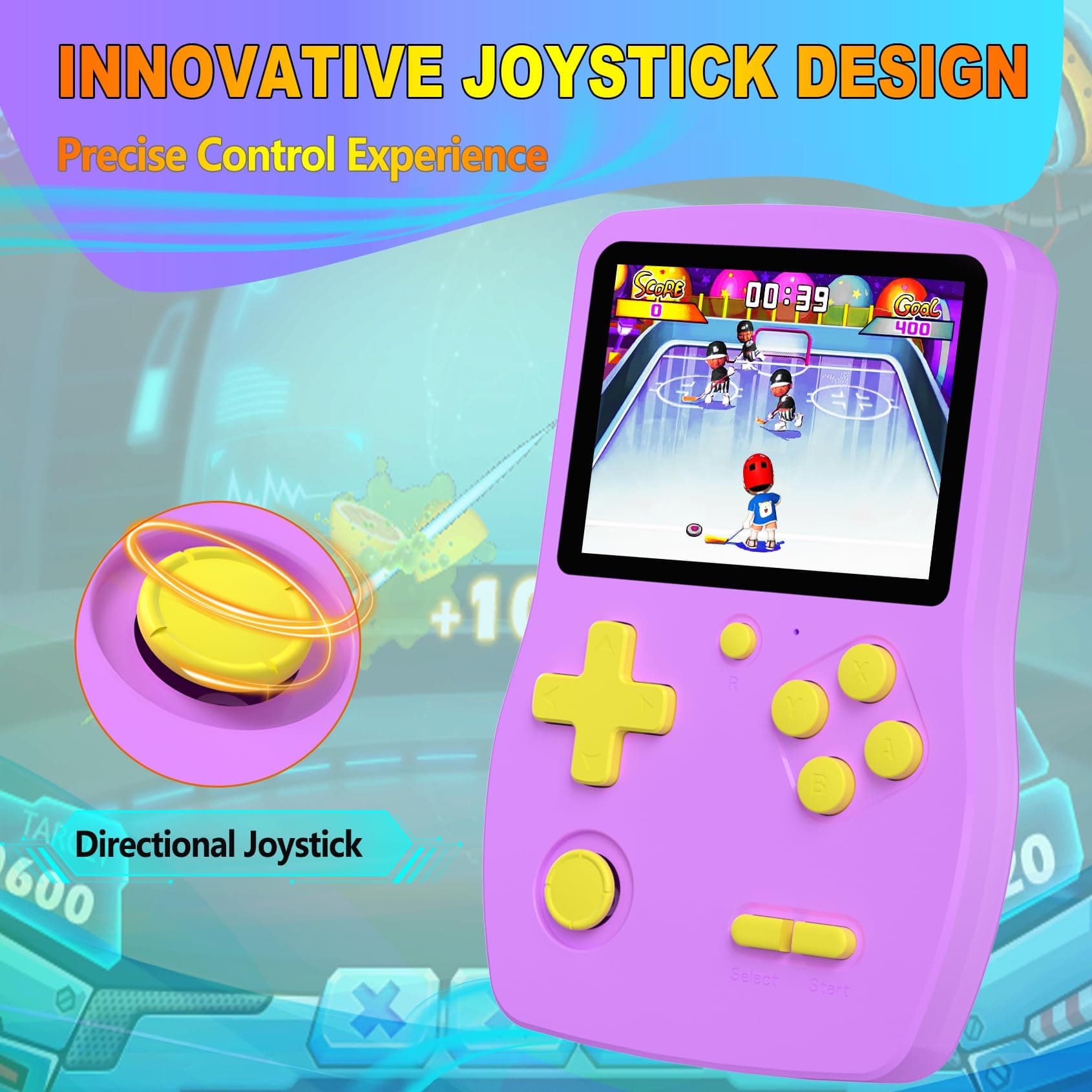 32 Bit Handheld Game Console for Kids Preloaded 139 Video Games, Portable Video Gaming System with 3.0" IPS Screen and Rechargeable Battery, Mini Arcade Electronic Gifts Toys for Boys Girls, Purple