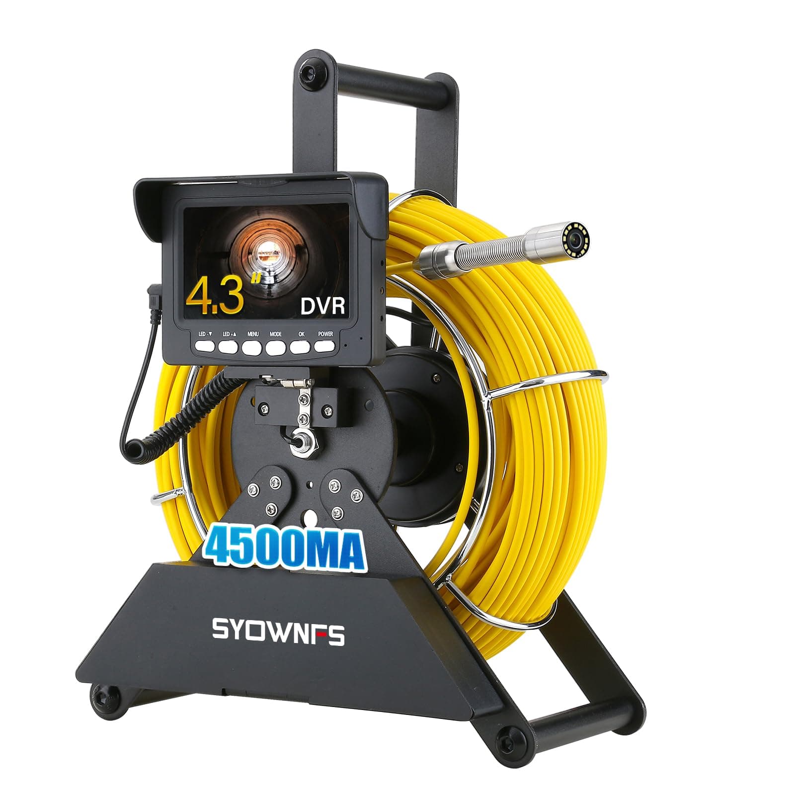 Sewer Camera,0.9in/22mm Pipe Inspection Camera with 12pcs LEDs Light, 4.3" Screen 1000TVL Plumbing Snake Borescopes with 4500mAh Battery DVR Recorder, Included 16GB Card (66FT/20M)