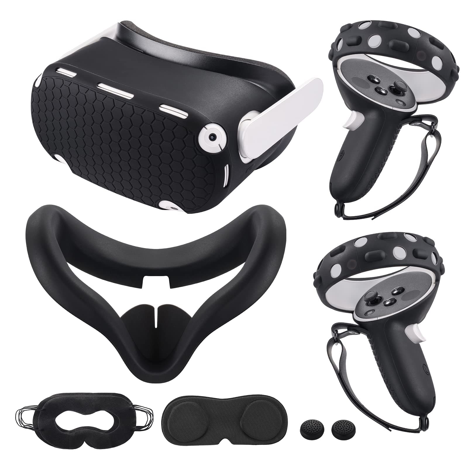 KANG YUfor Oculus Quest 2 Accessories, Quest 2 VR Silicone face Cover, VR Shell Cover,Quest 2 Touch Controller Grip Cover,Protective Lens Cover,Disposable Eye Cover