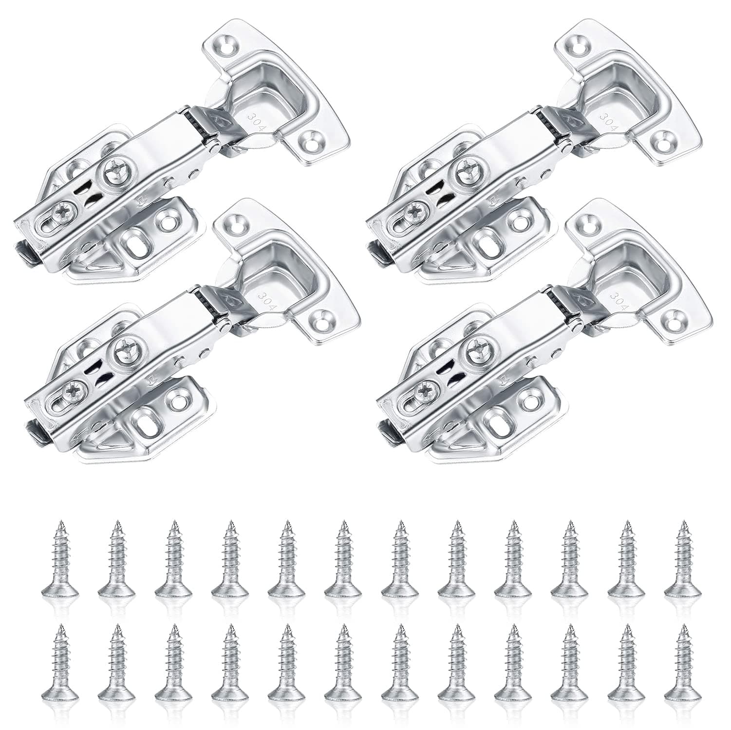 Angju 4 Pcs Kitchen Units Door Hinges, Soft Close Cupboard Wardrobe Door Hinges, Folding Doors Hinge with Screws, Full Overlay Mute Cabinet Hinges