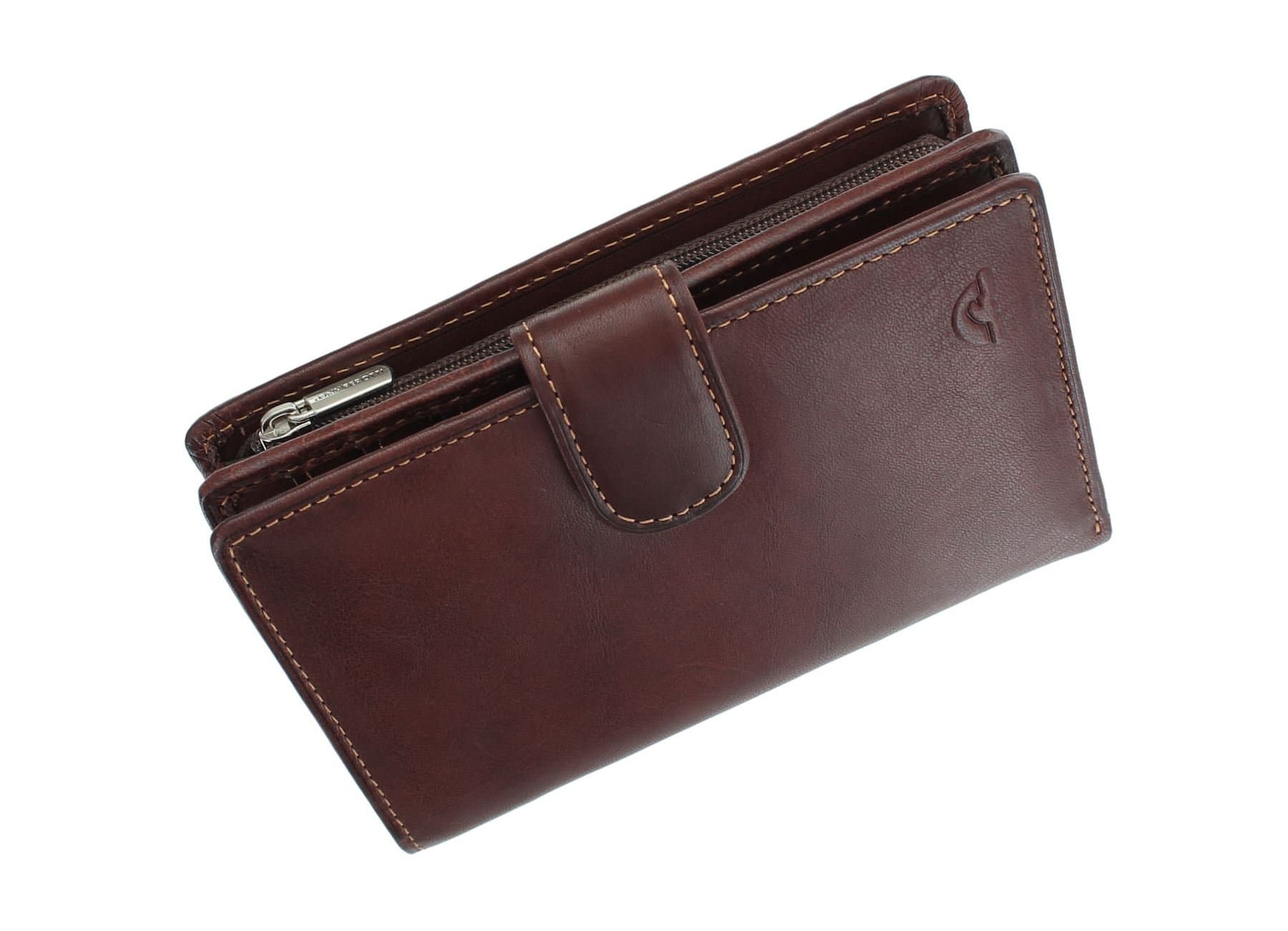 Full Grain Leather Purse with Tab Closure - RFID Protected 1009_1 Brown