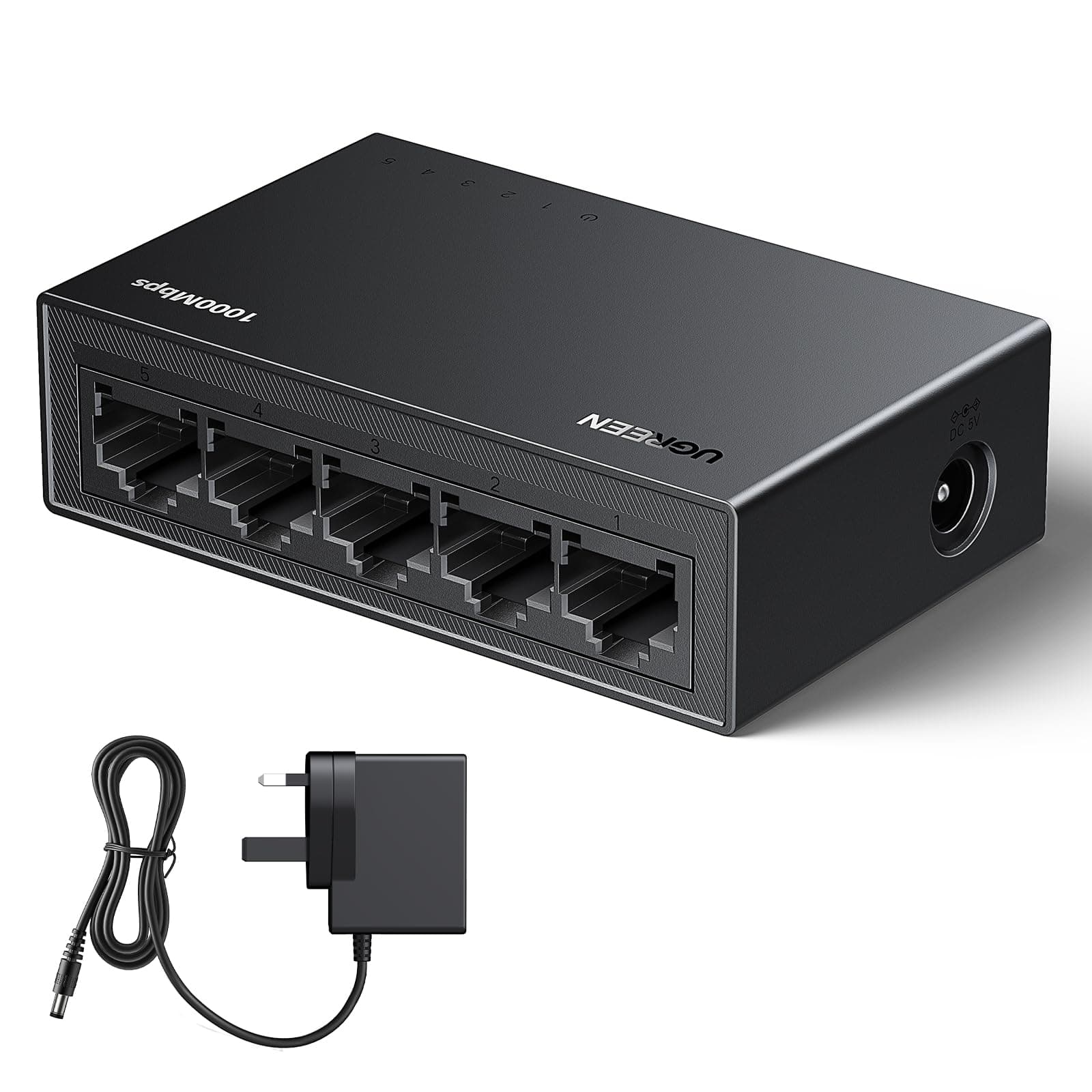 UGREEN Network Switch,5 Port Ethernet Splitter,High-speed Gigabit Ethernet Switch Hub,Desktop & Wall-Mounting Internet Splitter,Plug & Play LAN Switch for TV/Laptop/Switch/Router/Monitor