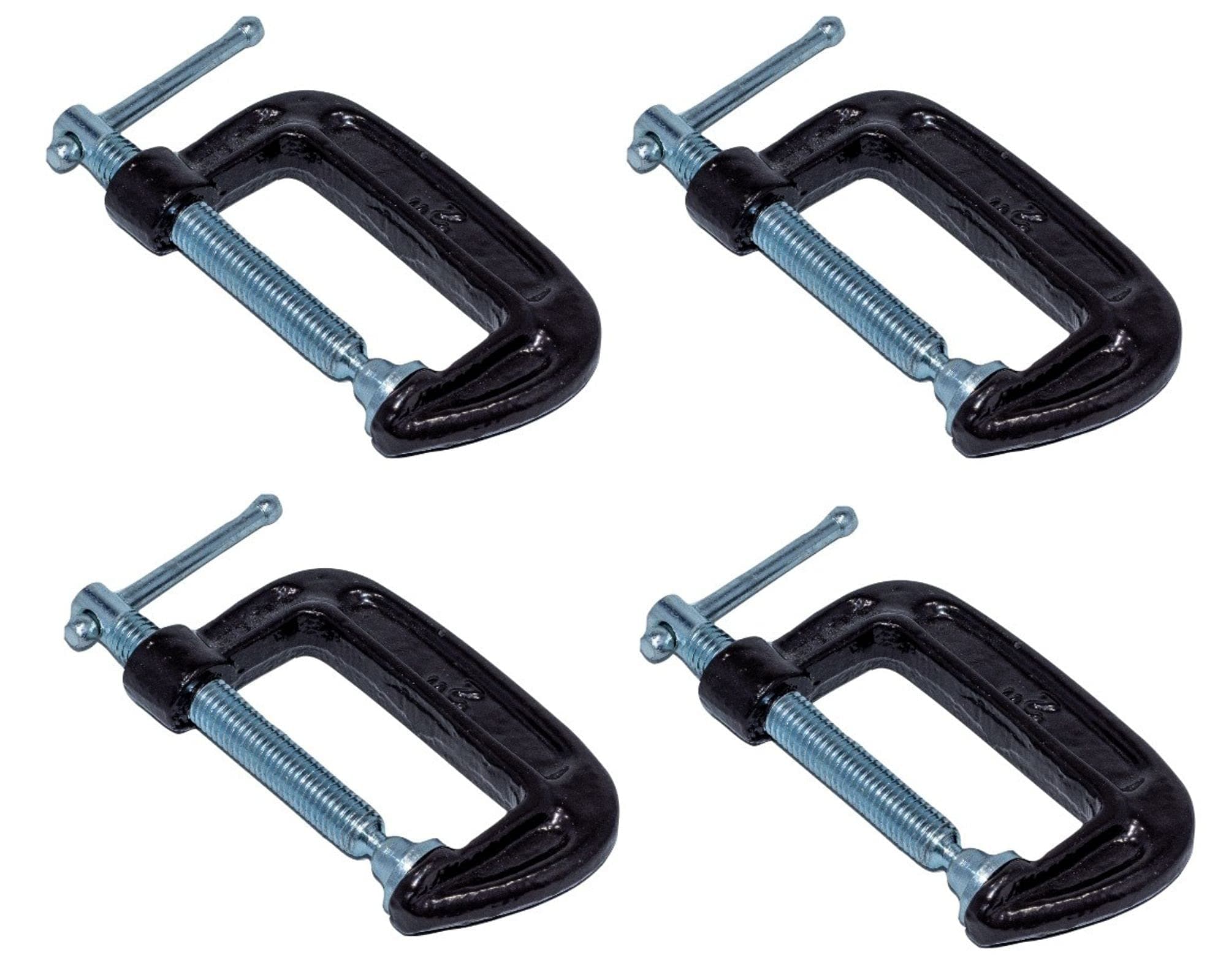 4 Piece 2 Inch C-Clamp Set - Industrial Strength C Clamps for Woodworking, Welding, and Building…