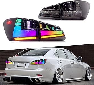 HCmotion RGB LED Tail lights Assembly for 2006-2013 Lexus Sedan XE20/IS250/IS350/ISF,Tail Lamp With Start UP Animation LED DRL light & Sequential Turn Signal,Plug-and-play,LED Tail Lights Replacement