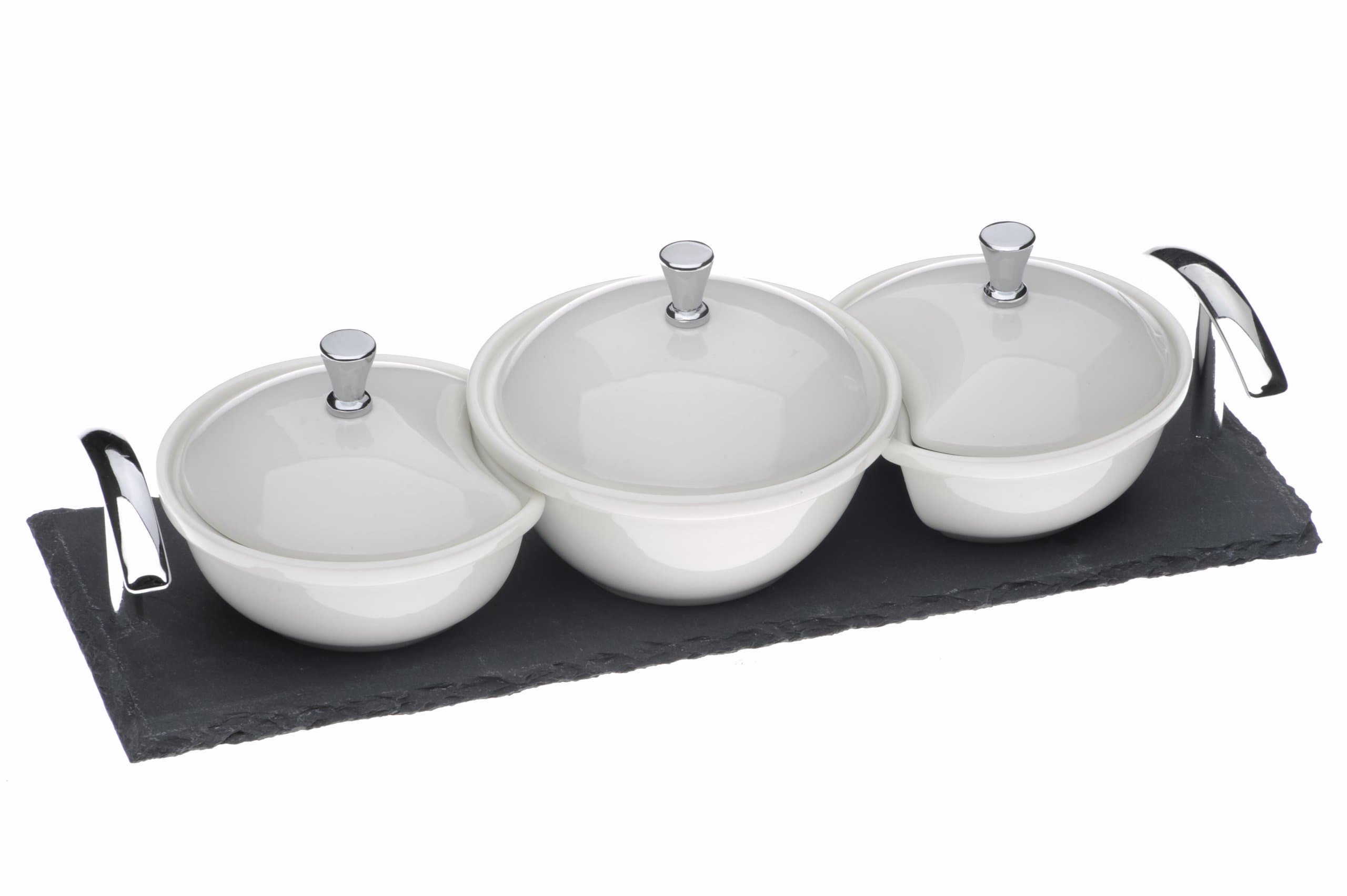 Arthur Price Kitchen Covered Dishes on a Slate Base Set of 3