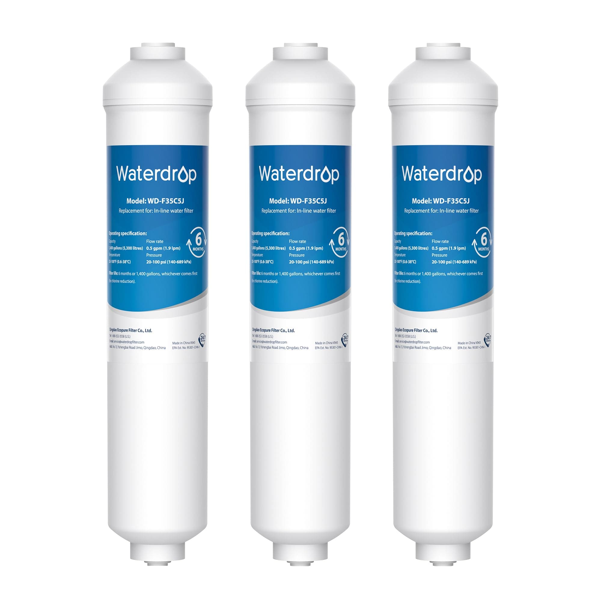 Waterdrop Refrigerator Water Filter Replacement, DA29-10105J, DA2010CB, 1 Piece, Lead-Free Material