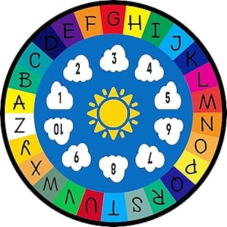Genki - Kids Rugs for Playroom - ABC Learning Area Rug for Play Room, Classroom, Kindergarten, and Preschool - Kid Alphabet Educational Carpet for Childrens and Toddler Mat - Non Slip | 3'11"x3'11"