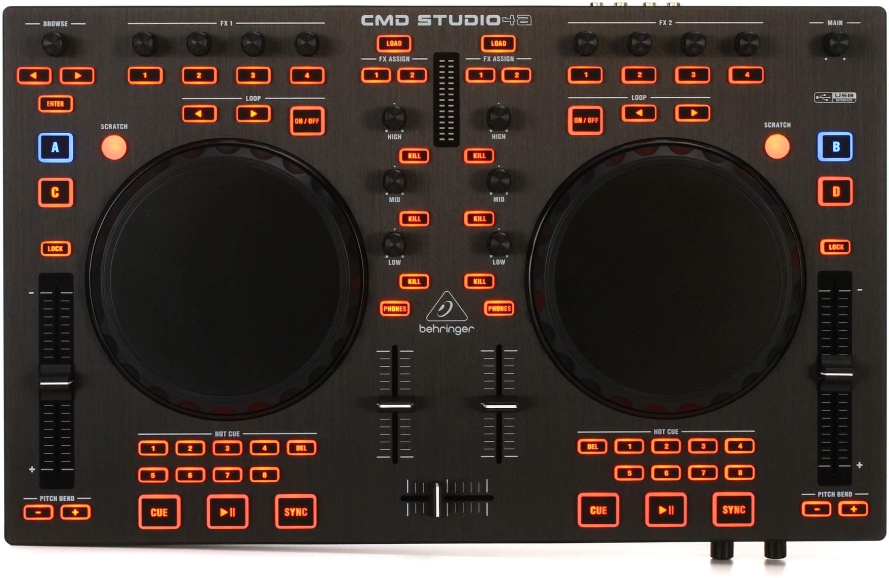 CMD STUDIO 4a 4-Deck DJ MIDI Controller with 4 Channel Audio Interface