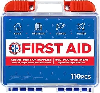 Be Smart Get Prepared 110 pc First Aid Kit: Clean, Treat, Protect Minor Cuts, Home, Office, Car, School, Business, Travel, Emergency, Outdoor, Camping & Sports, FSA/HSA (Packaging may vary)