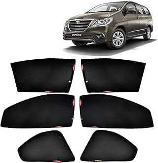 KINGSWAY Accessories Car Sun Shade Z-Black Non Magnetic Fix Type Curtains Only Compatible with Toyota Innova Year 2004 to 2012 All Model, Only Half Cut in Front Window, Car Curtains, Pack of 6 Pcs