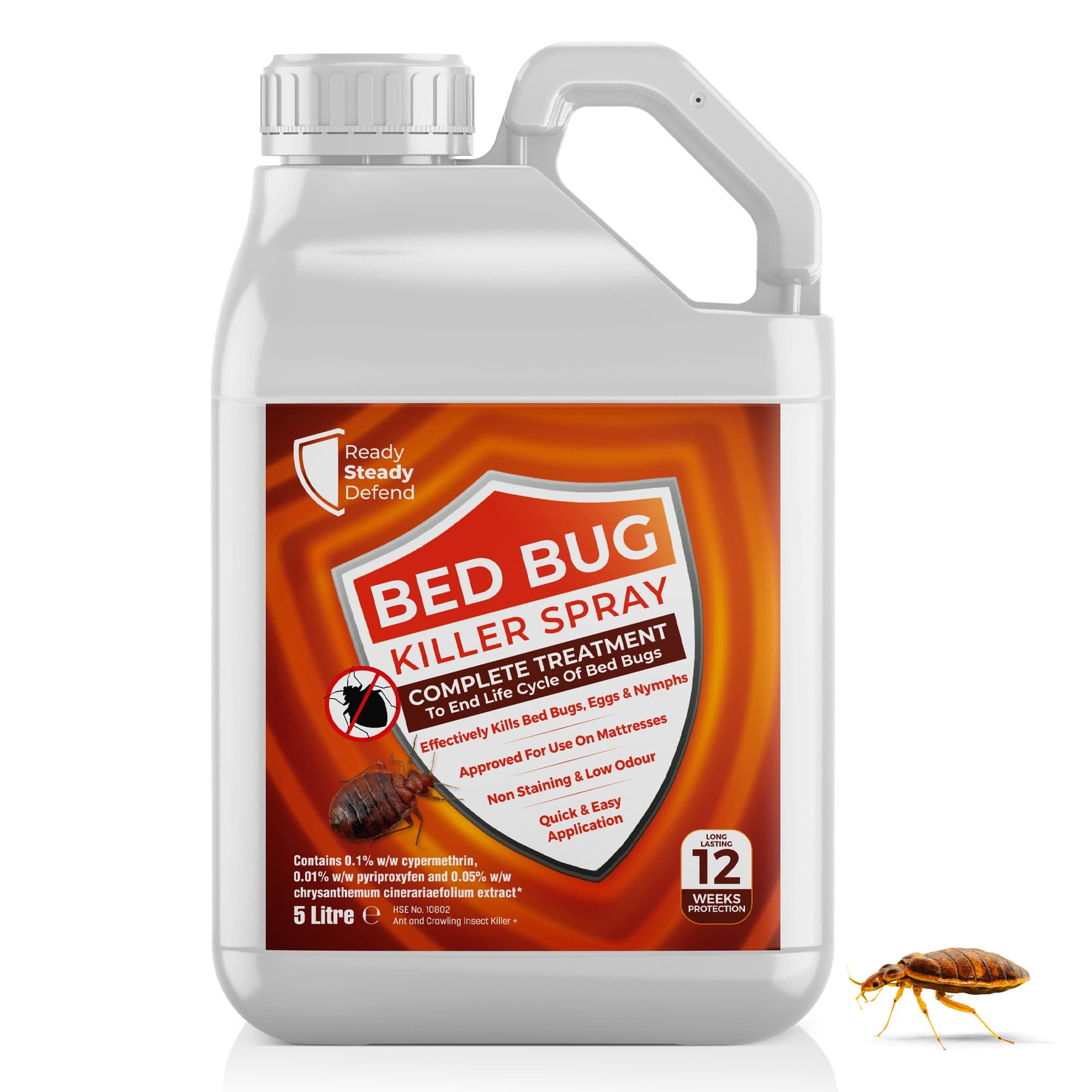 – Bed Bug Killer Spray | 5 Litre | Complete Treatment to End Life Cycle of Bed Bugs, Eggs, Nymphs | Safe to Use On Mattresses, Bedding & Carpets | Non Staining & Low Odour | Quick & Easy Application