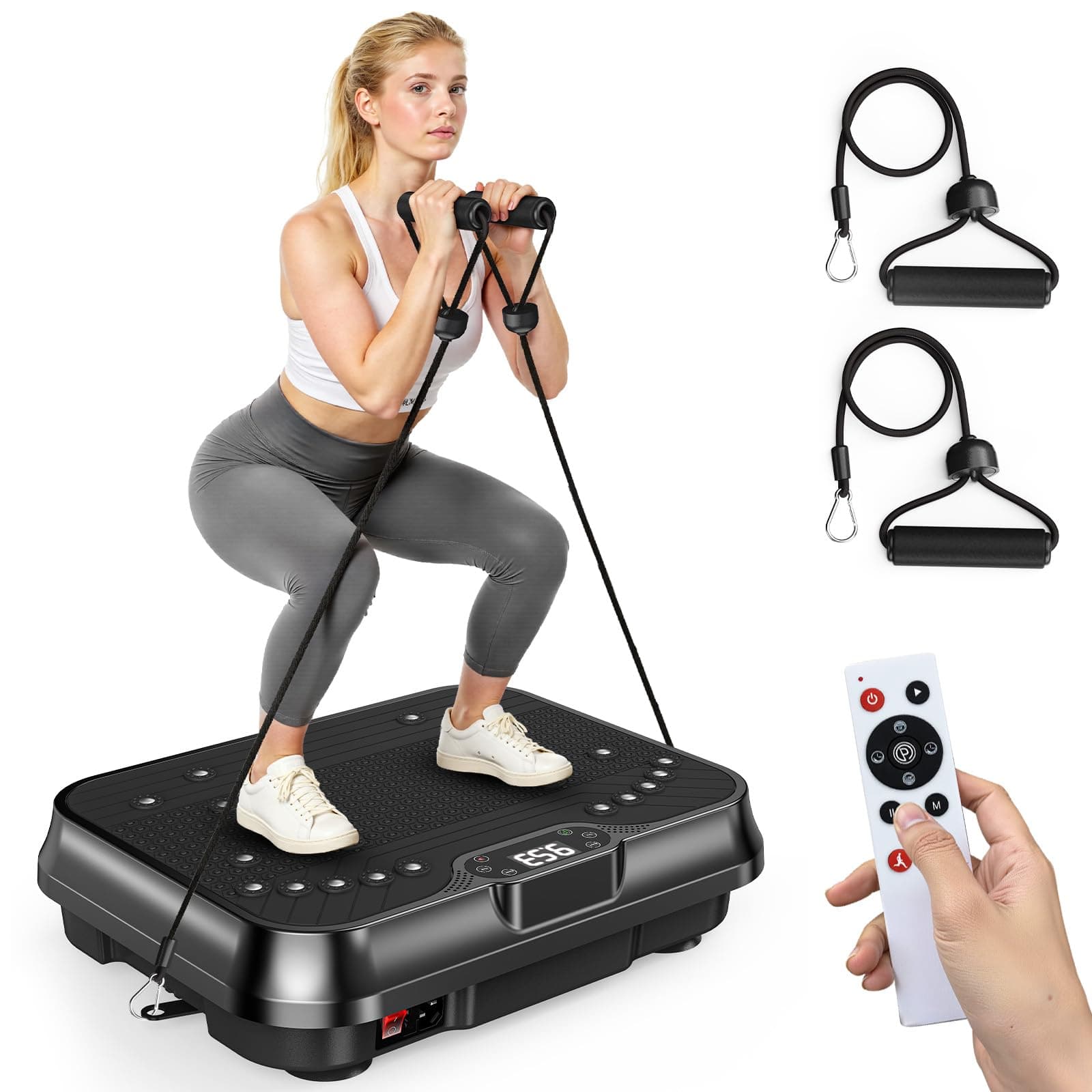 Vibration Plate Exercise Machine for Weight Loss – 100-Speed Platform with Remote & Resistance Bands, 450 lbs Capacity – Quiet Full Body Workout for Lymphatic Drainage at Home