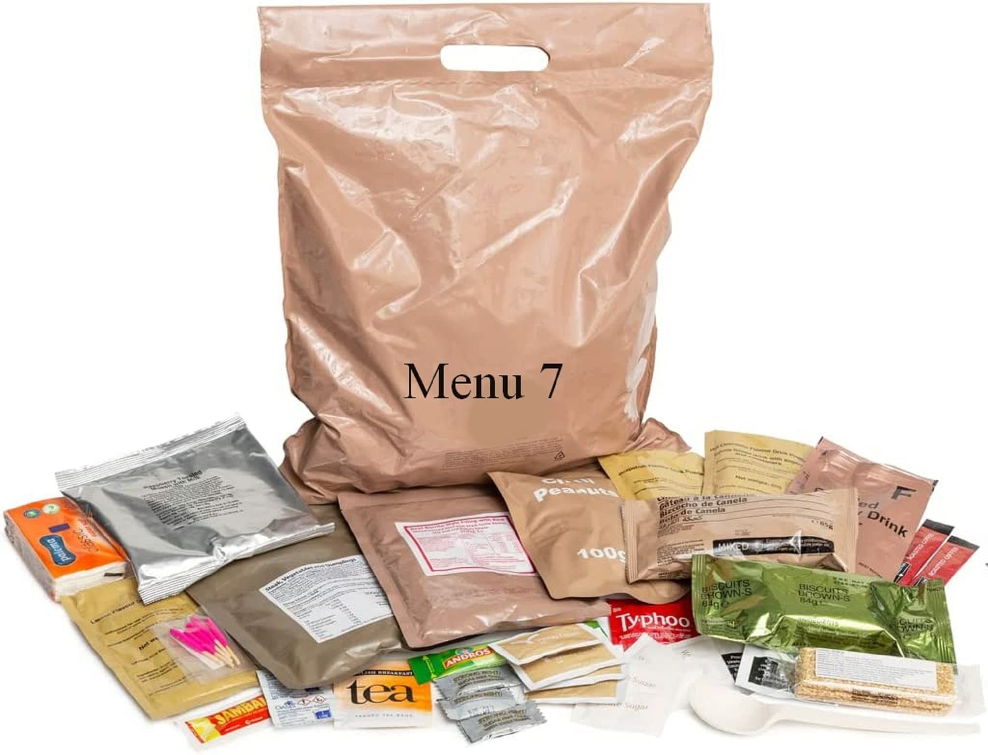 British Army Style 24 Hour Ration Pack - PD 12/22 - British Army Style MRE - Menu 7 - Military Style Ration Pack - Camping Food - Survival Food - Meals Ready To Eat