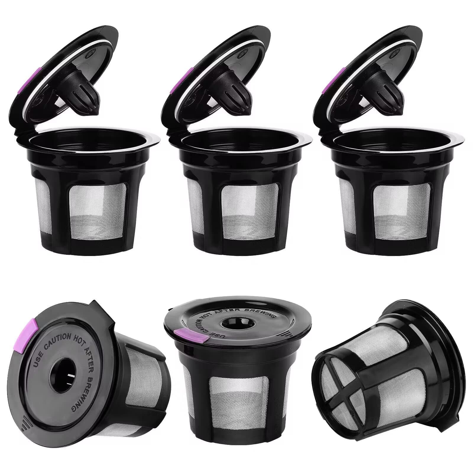 Khazna Reusable K Cups, 6 Pack K Cup Reusable Coffee Pods with BPA Free Plastic, Refillable K Cup Coffe Pods with 304 Mess